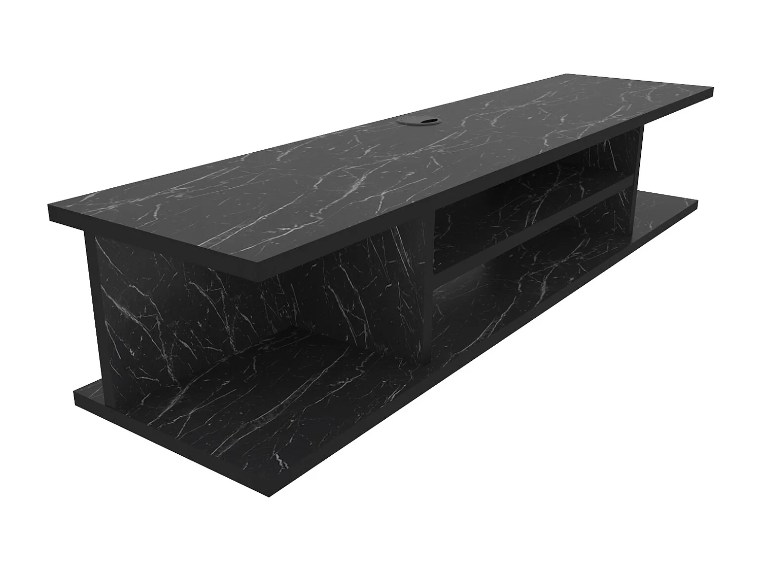 Meuble TV mural de 120 cm Pivot (Effet marbre noir)