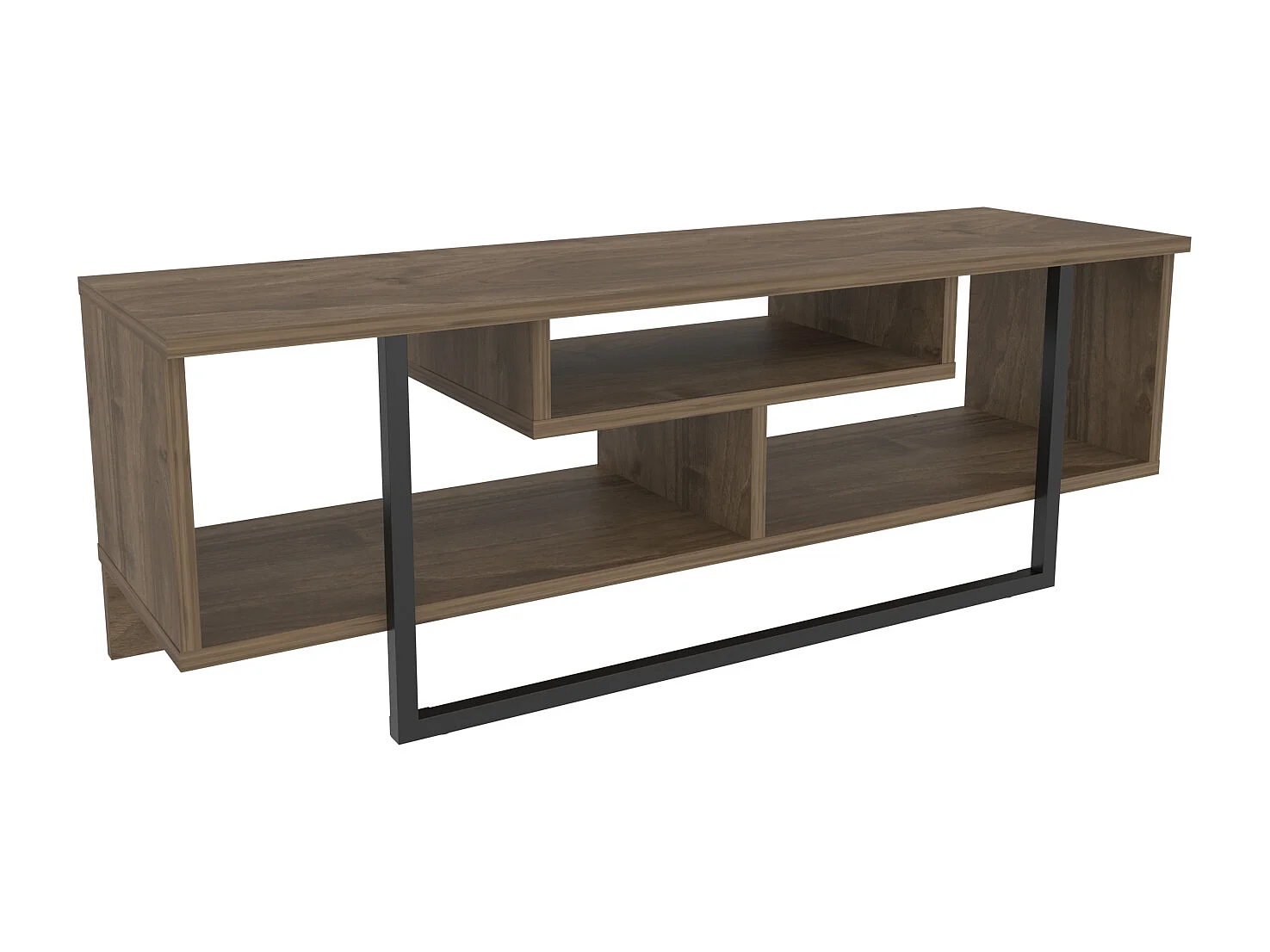 Meuble TV Asal de 12 cm avec le cadre en métal (Noyer et Noir)