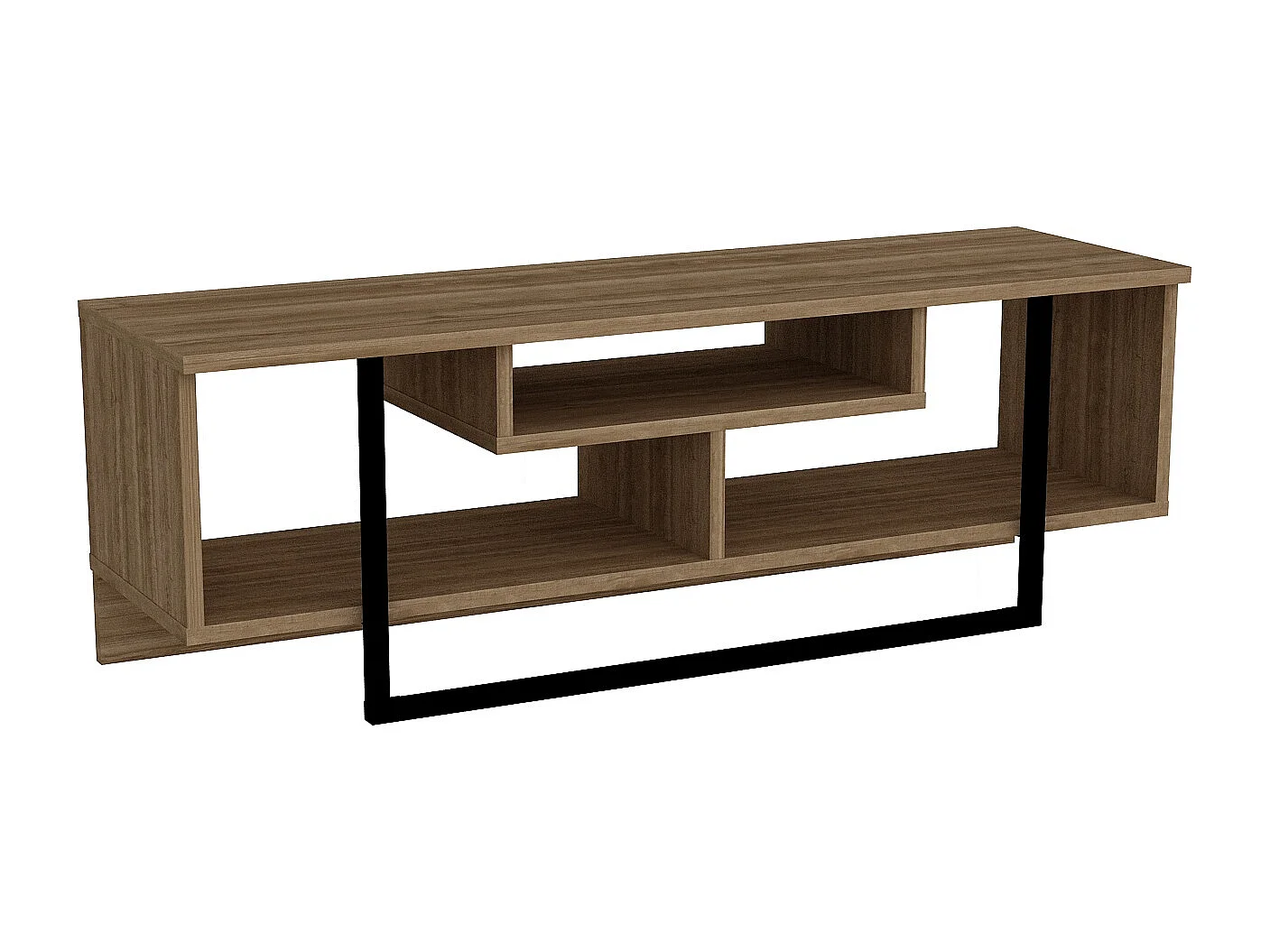 Meuble TV Asal de 12 cm avec le cadre en métal (Noyer et Noir)