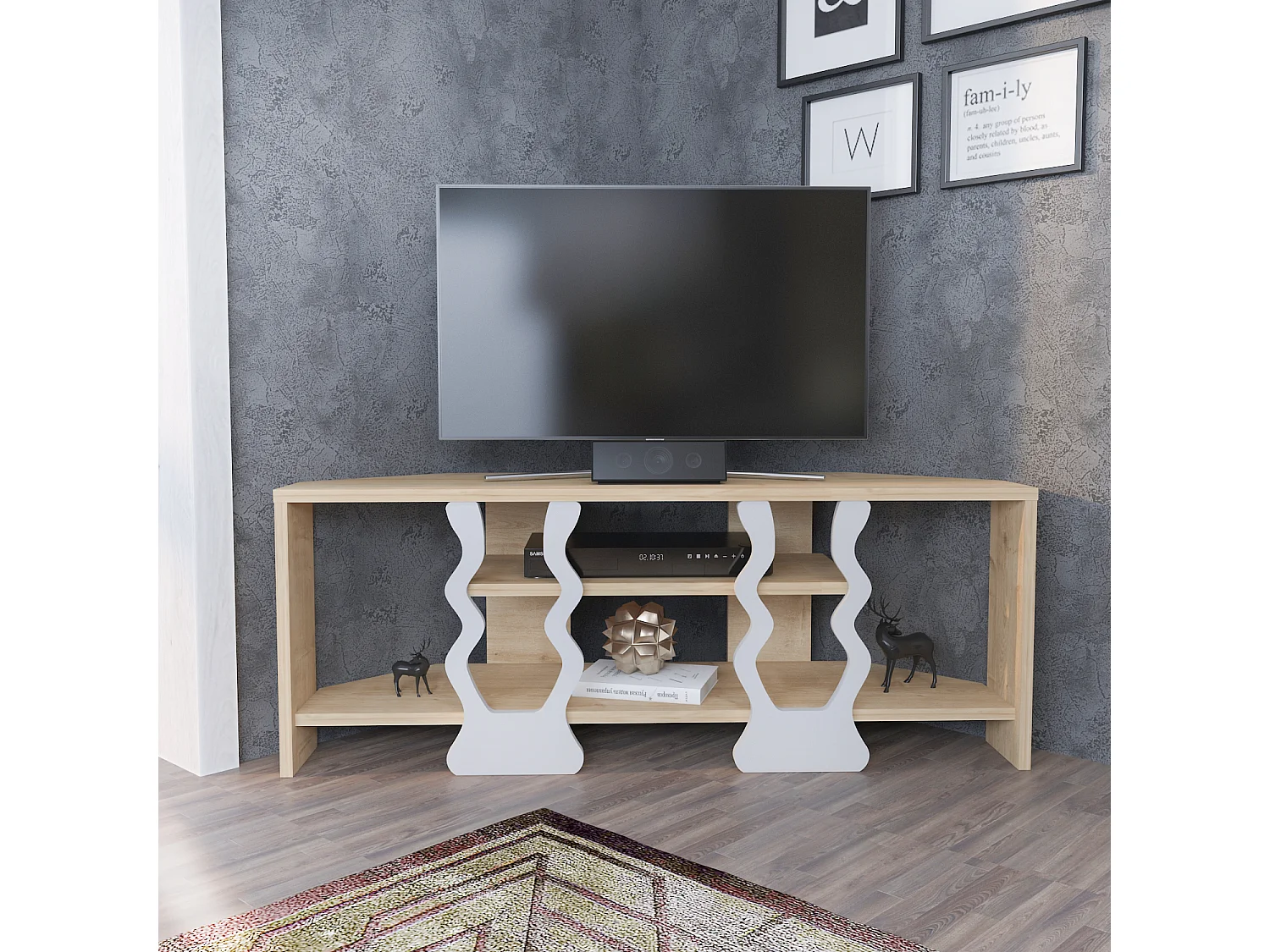 Decorotika Firal Corner TV Unit for TVs up to 45 inches with Open Shelves