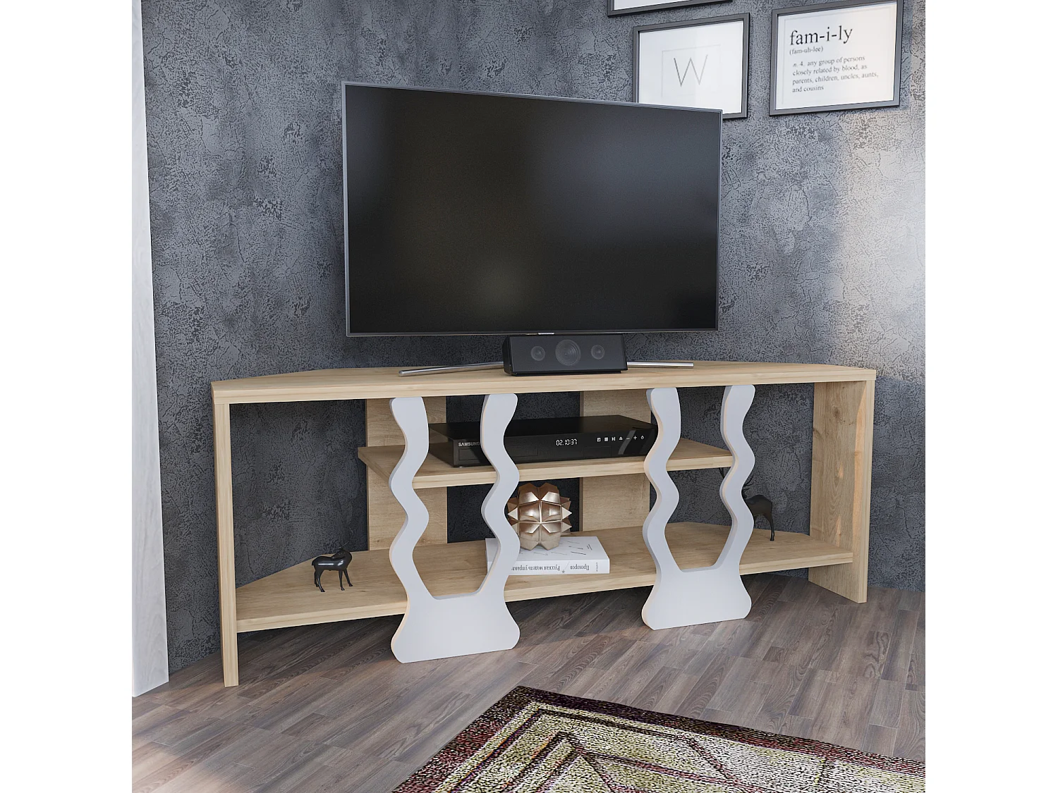Decorotika Firal Corner TV Unit for TVs up to 45 inches with Open Shelves