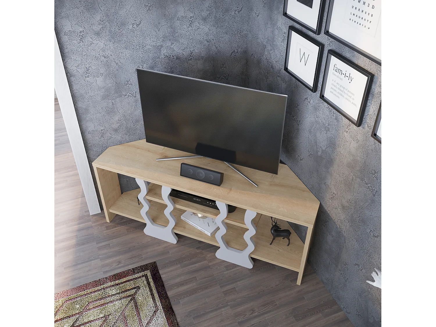Decorotika Firal Corner TV Unit for TVs up to 45 inches with Open Shelves