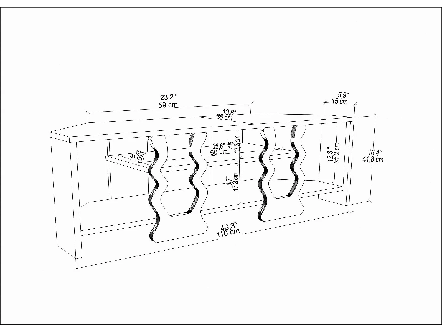 Decorotika Firal Corner TV Unit for TVs up to 45 inches with Open Shelves