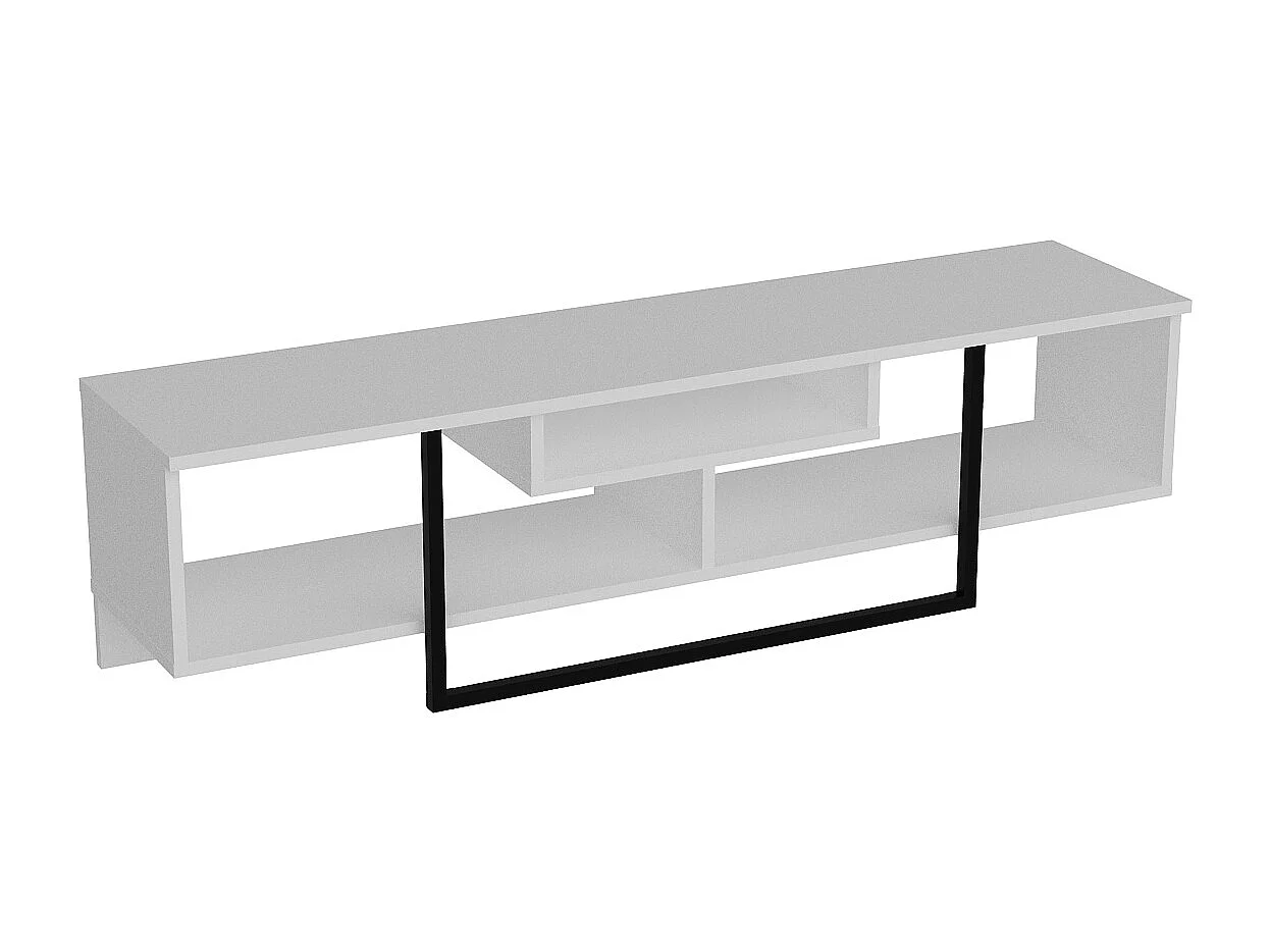 Meuble TV de 150 cm Asal, Cadre en métal, reversible (Blanc et noir)
