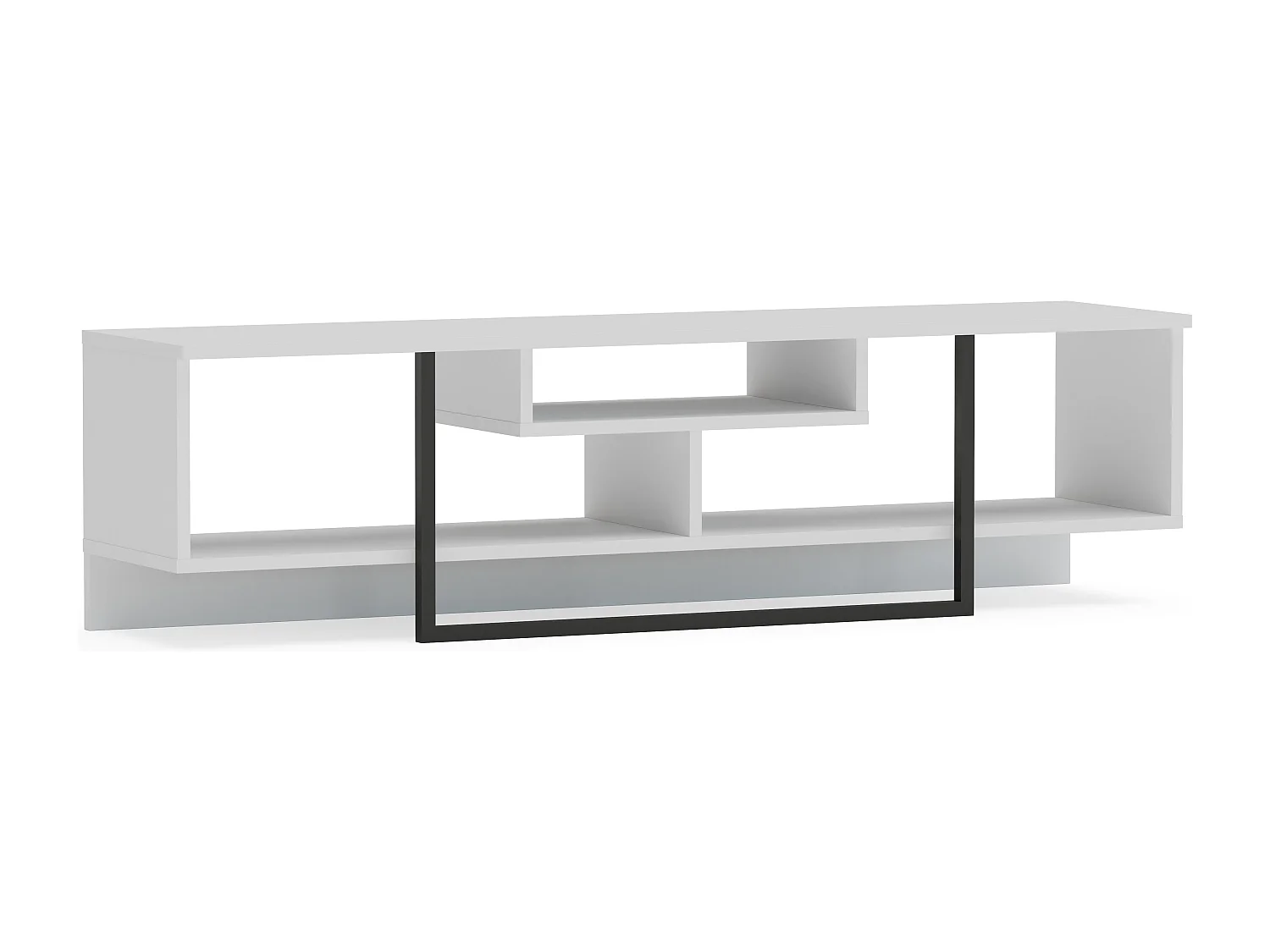 Meuble TV de 150 cm Asal, Cadre en métal, reversible (Blanc et noir)