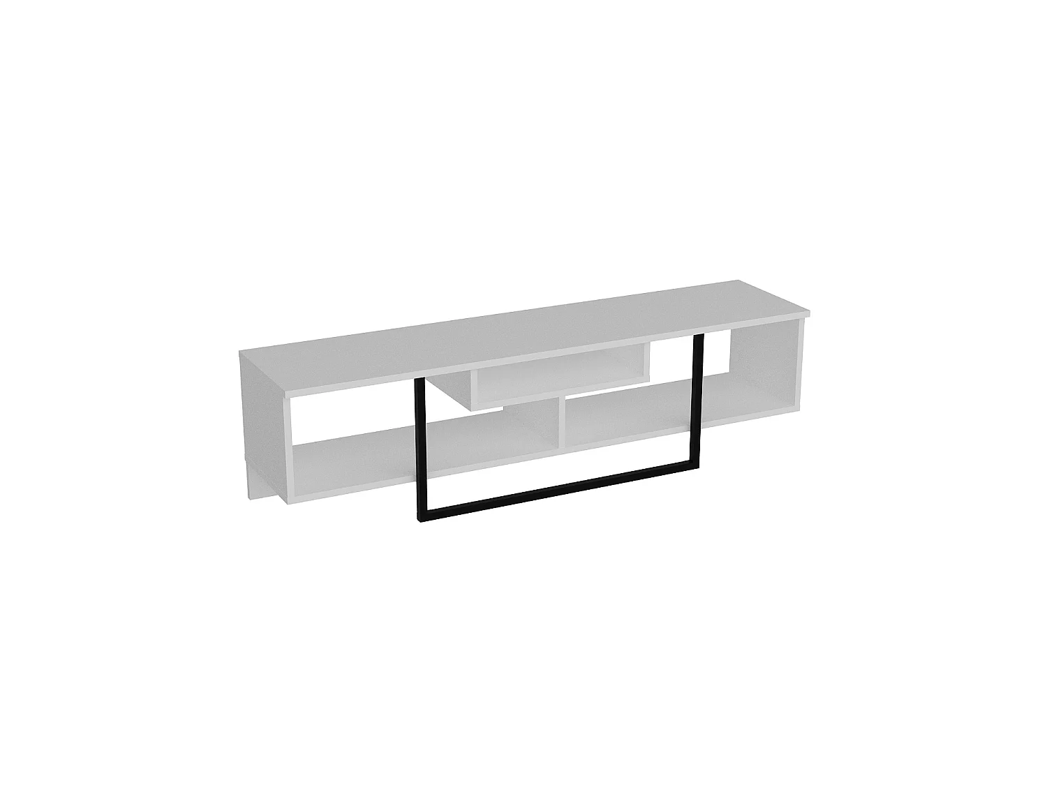 Meuble TV de 150 cm Asal, Cadre en métal, reversible (Blanc et noir)