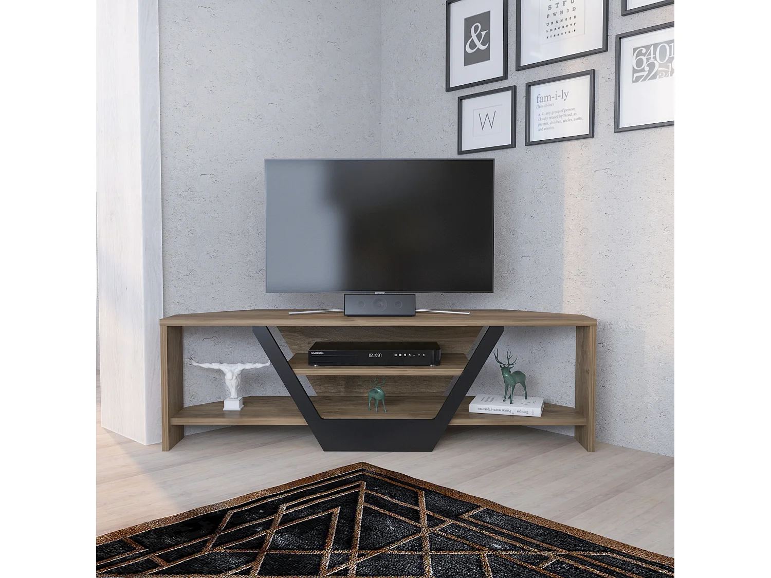 Decorotika Sares  TV Unit for TVs up to 55 inch White and Black