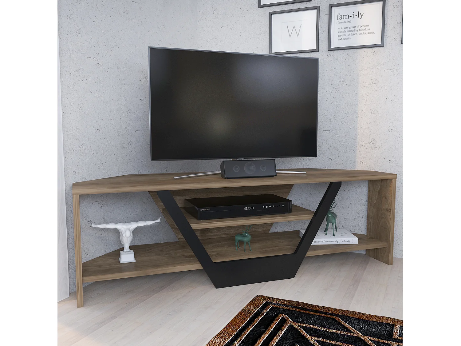 Decorotika Sares  TV Unit for TVs up to 55 inch White and Black