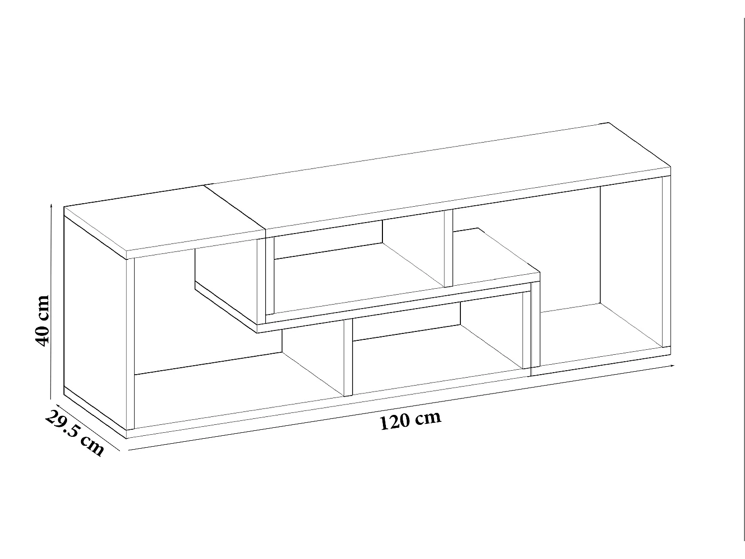 Meuble TV ajustable Cubicco, Design spécial pouvant passer de 120 cm à 180 cm (Blanc)