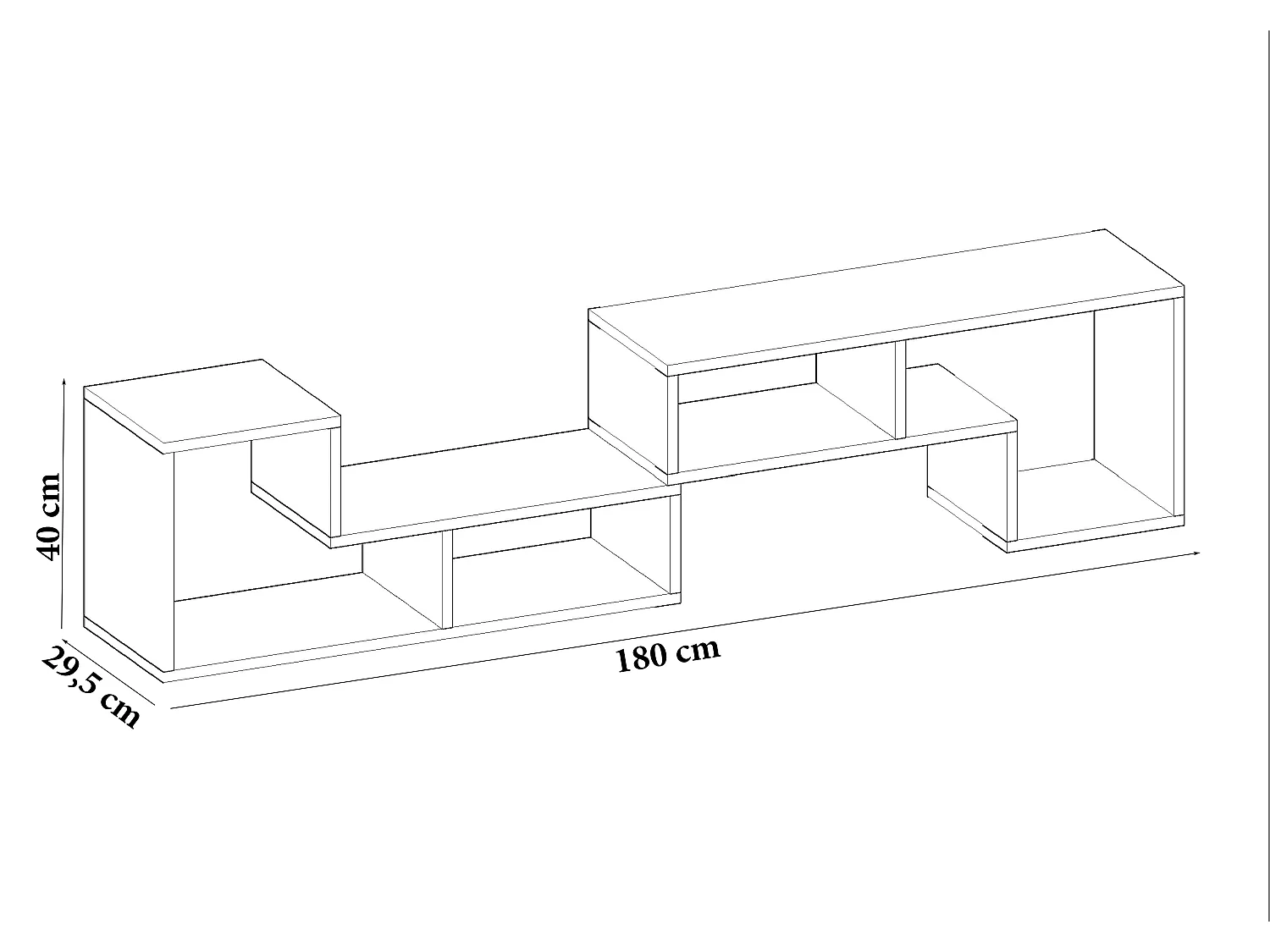 Meuble TV ajustable Cubicco, Design spécial pouvant passer de 120 cm à 180 cm (Blanc)