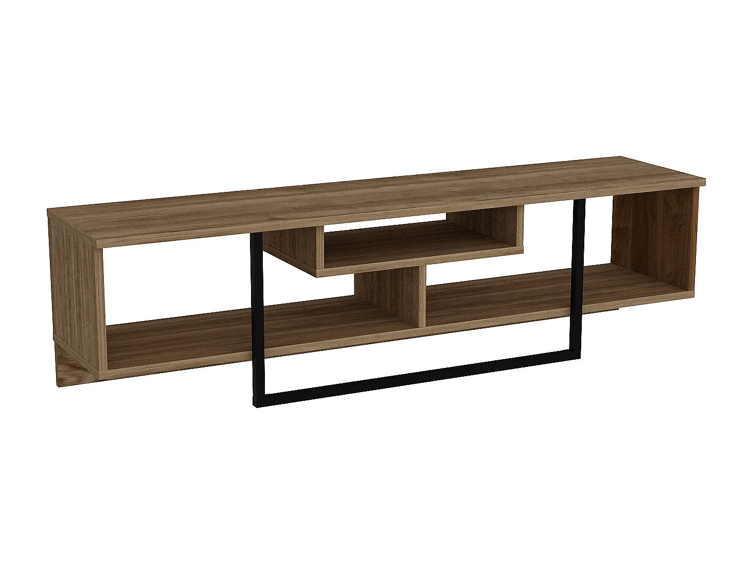 Meuble TV de 150 cm Asal, Cadre en métal, reversible (Noyer et noir)