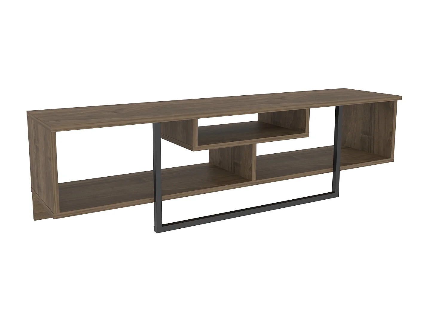 Meuble TV de 150 cm Asal, Cadre en métal, reversible (Noyer et noir)