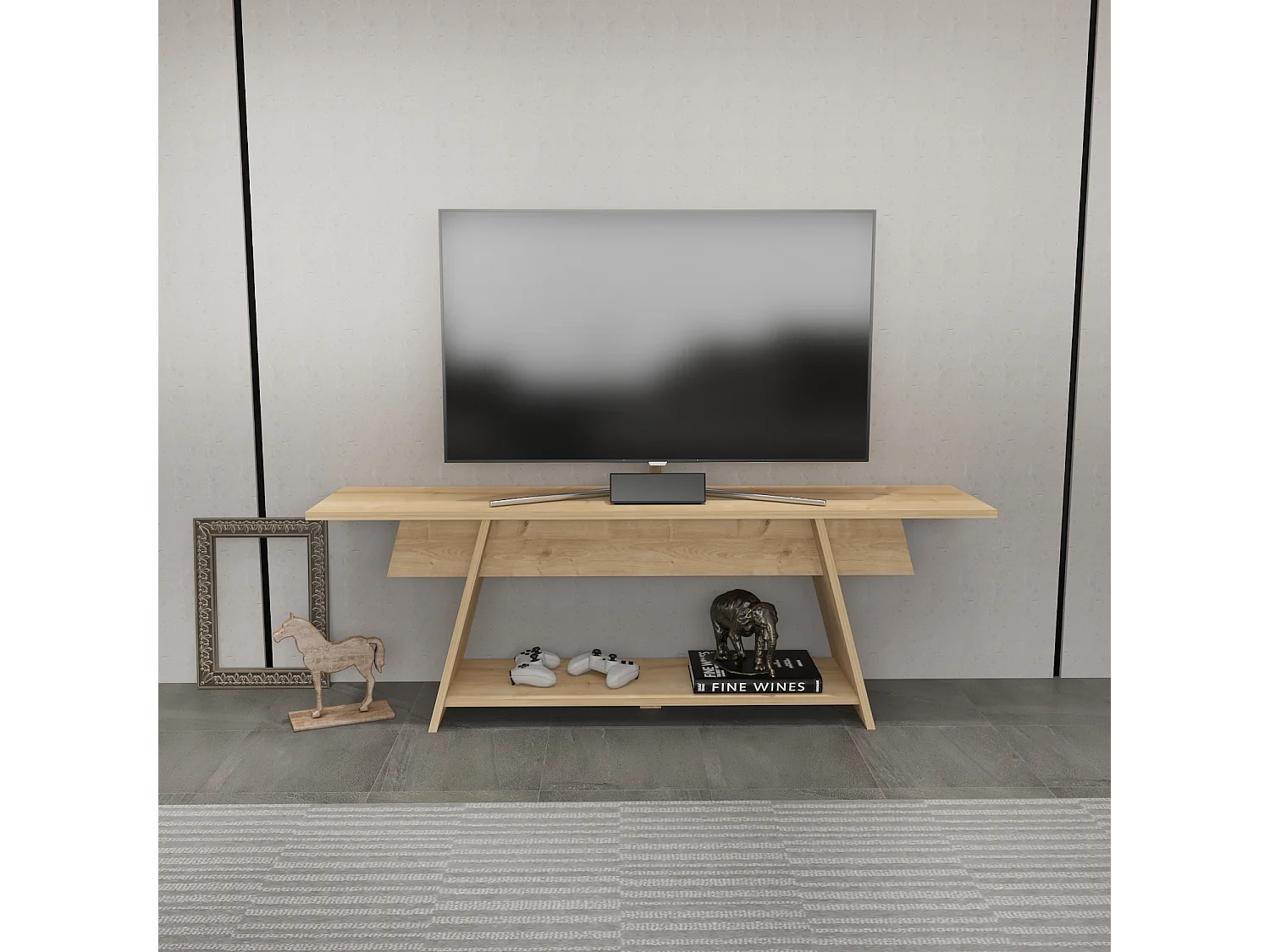 Meuble TV Lanca 120 cm Design Scandinavien, Simple et Chic