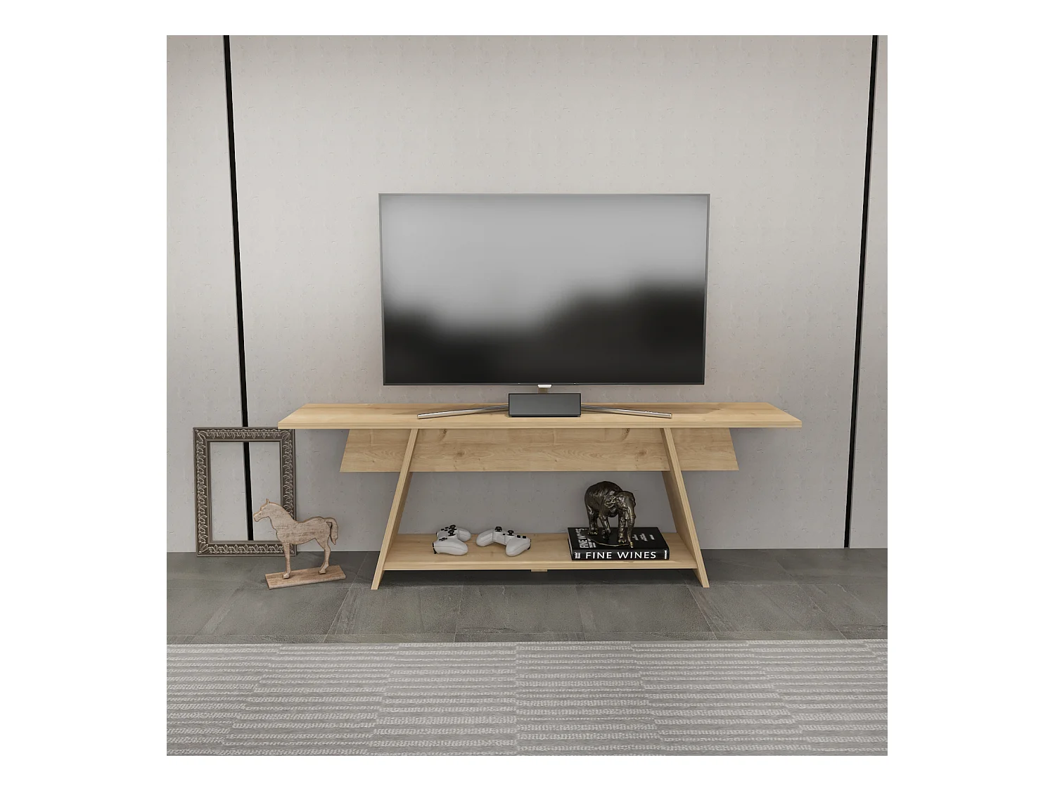 Meuble TV Lanca 120 cm Design Scandinavien, Simple et Chic