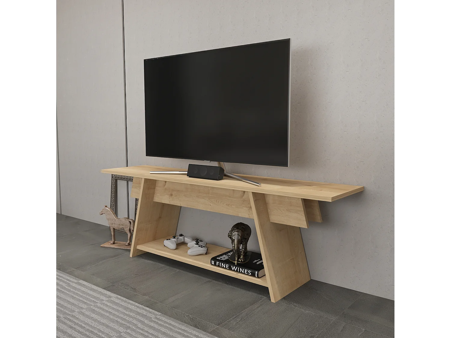 Meuble TV Lanca 120 cm Design Scandinavien, Simple et Chic