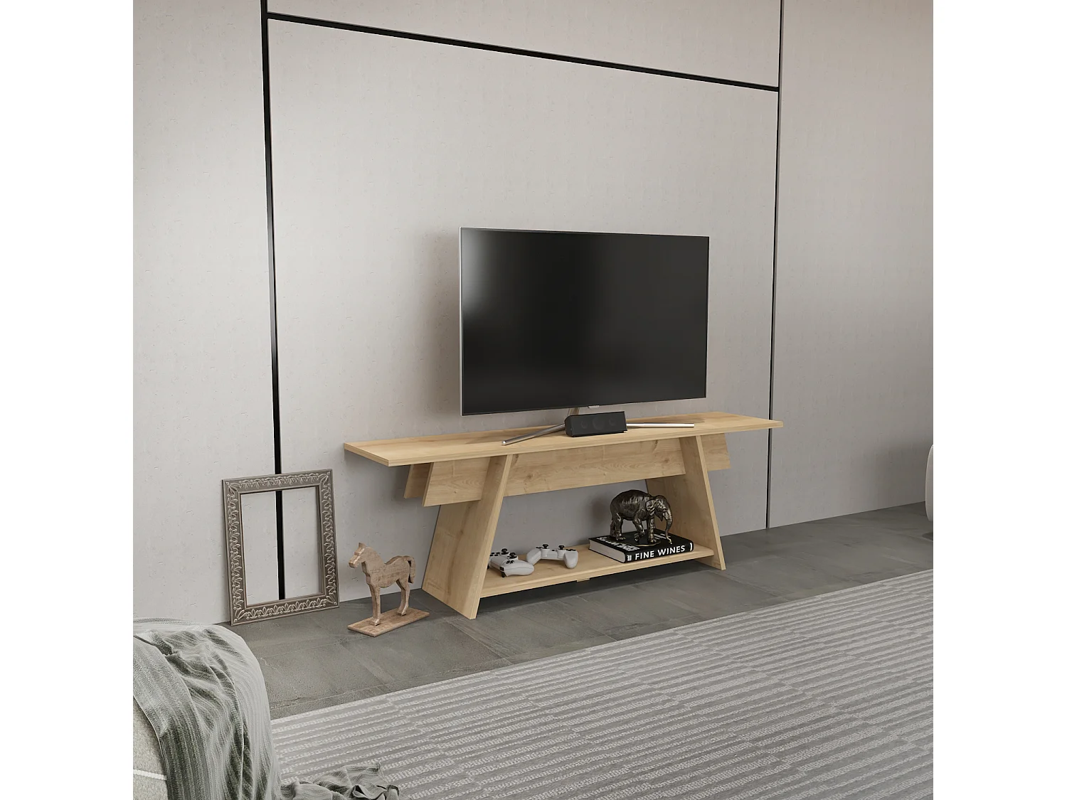 Meuble TV Lanca 120 cm Design Scandinavien, Simple et Chic