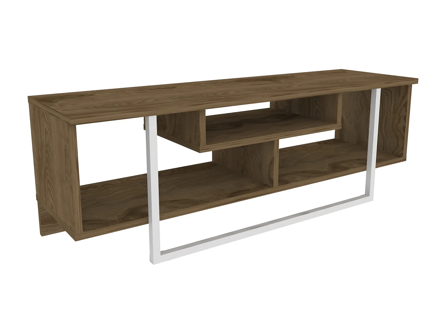 Meuble TV Asal de 12 cm avec le cadre en métal (Oud  et blanc)