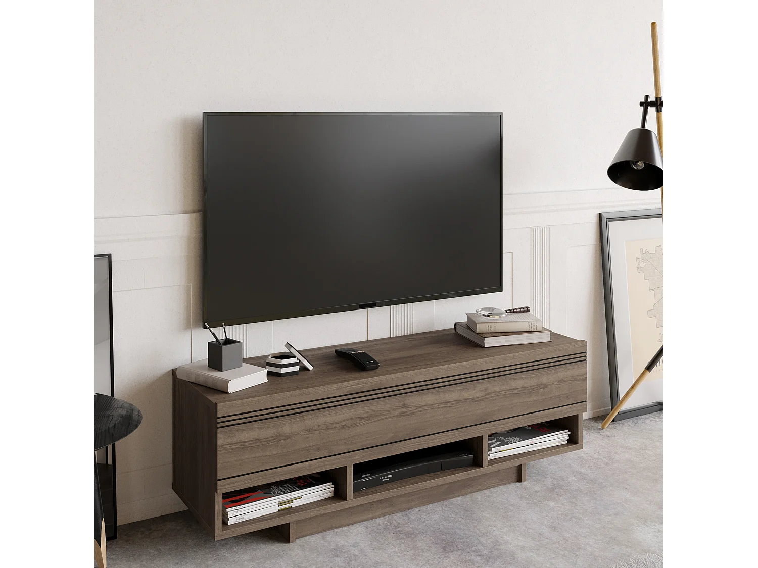 Decorotika Celestia TV Unit for TV's up to 50 inches with Dropdown Cabinets