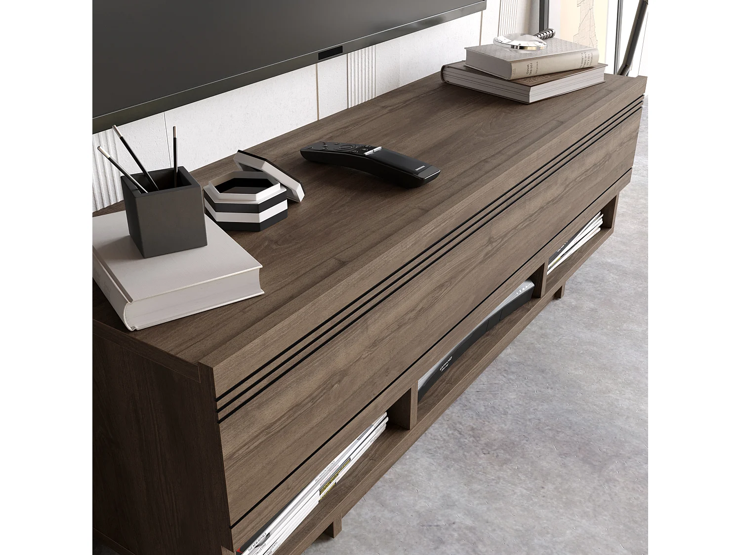 Decorotika Celestia TV Unit for TV's up to 50 inches with Dropdown Cabinets