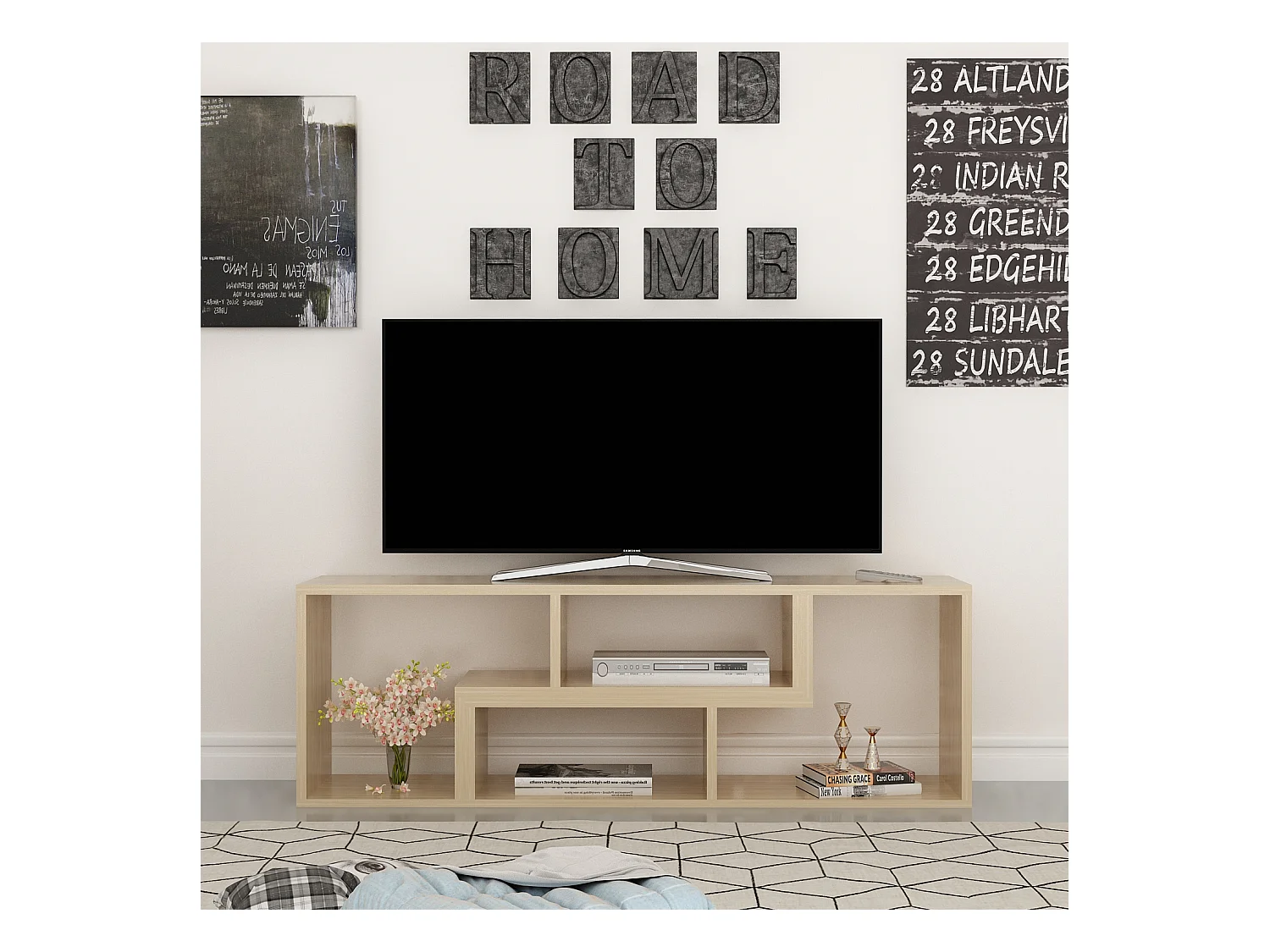 Meuble TV ajustable Cubicco, Design spécial pouvant passer de 120 cm à 180 cm