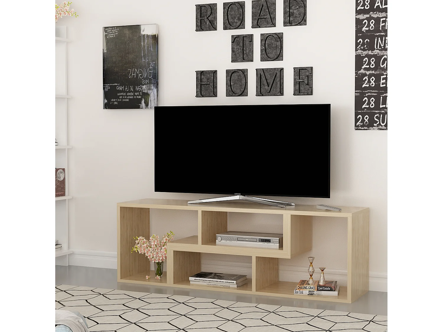 Meuble TV ajustable Cubicco, Design spécial pouvant passer de 120 cm à 180 cm