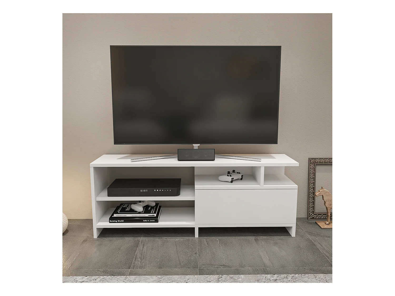 Meuble TV Pulaski pour téléviseurs jusqu'à 54 pouces (Blanc)