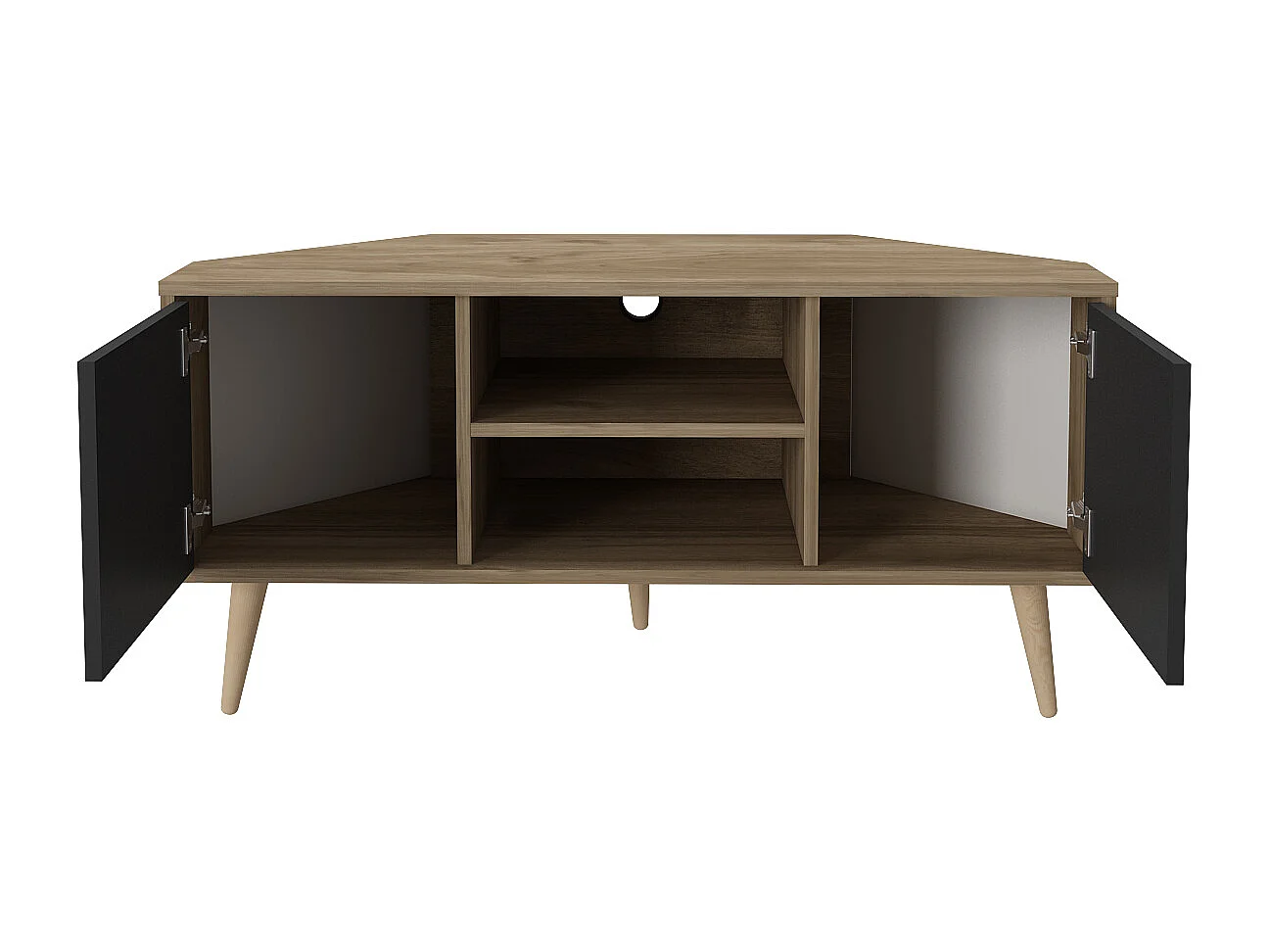 Eck-TV-Ständer Lesson Walnuss Schwarz