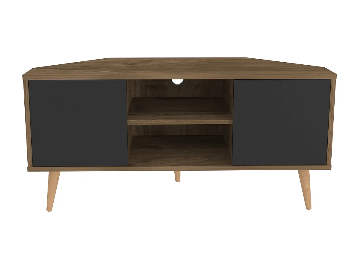 Eck-TV-Ständer Lesson Walnuss Schwarz