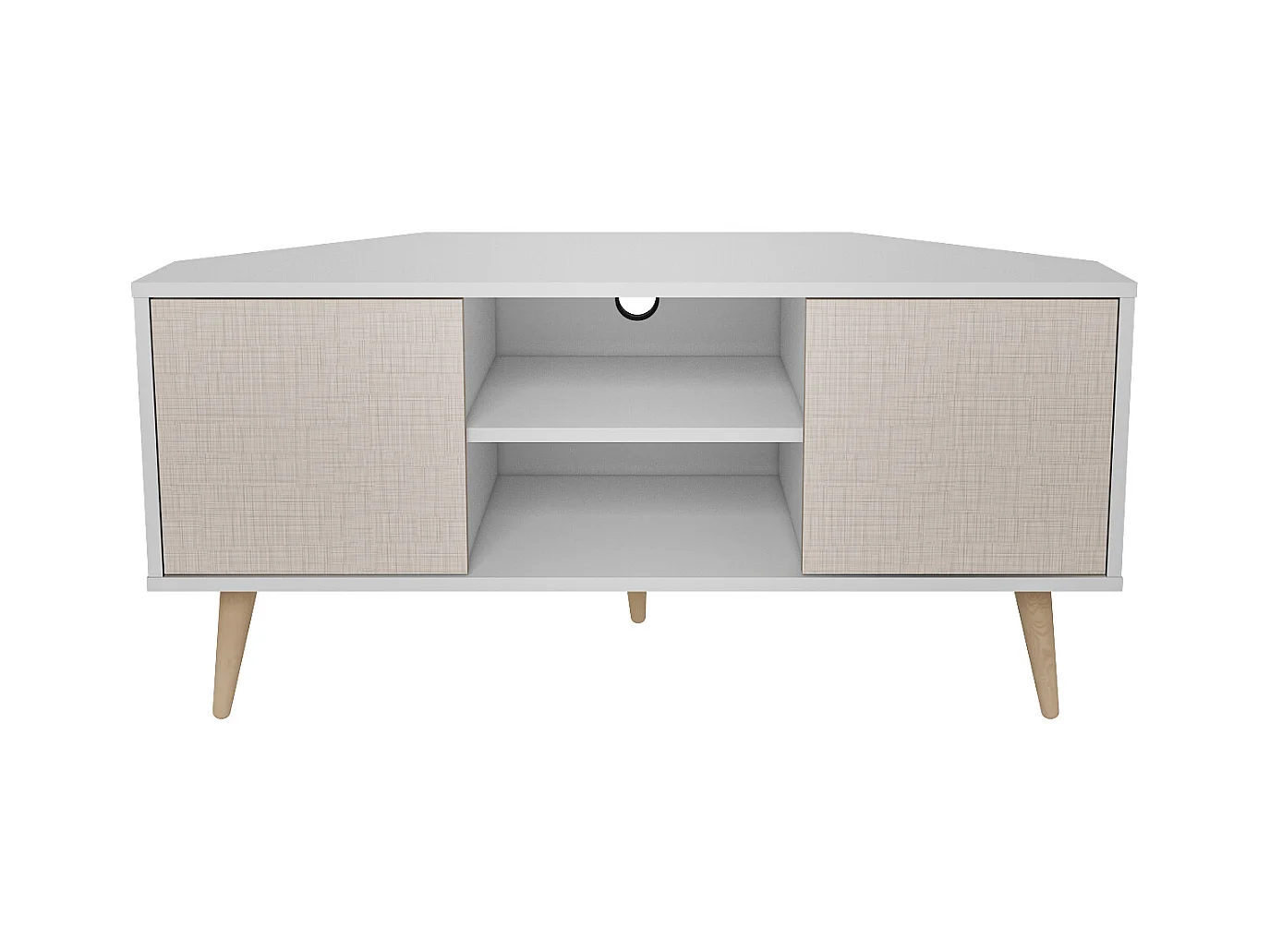 Eck-TV-Ständer Lesson Weißer Baumwollbeige