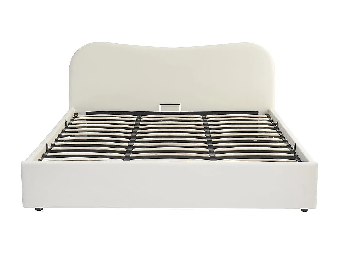 Lit coffre adulte 180x200 cm avec tête de lit matelassée en velours beige - Suzon