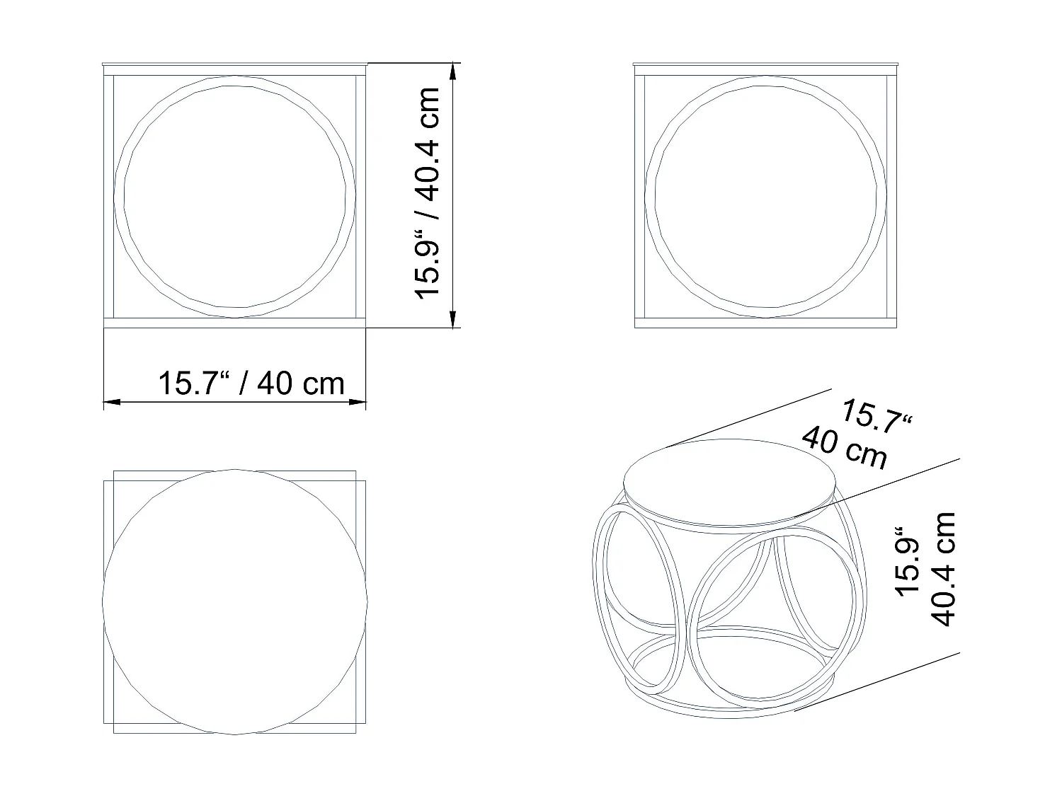 Table d'appoint décoratif avec verre et en métal (Noir)