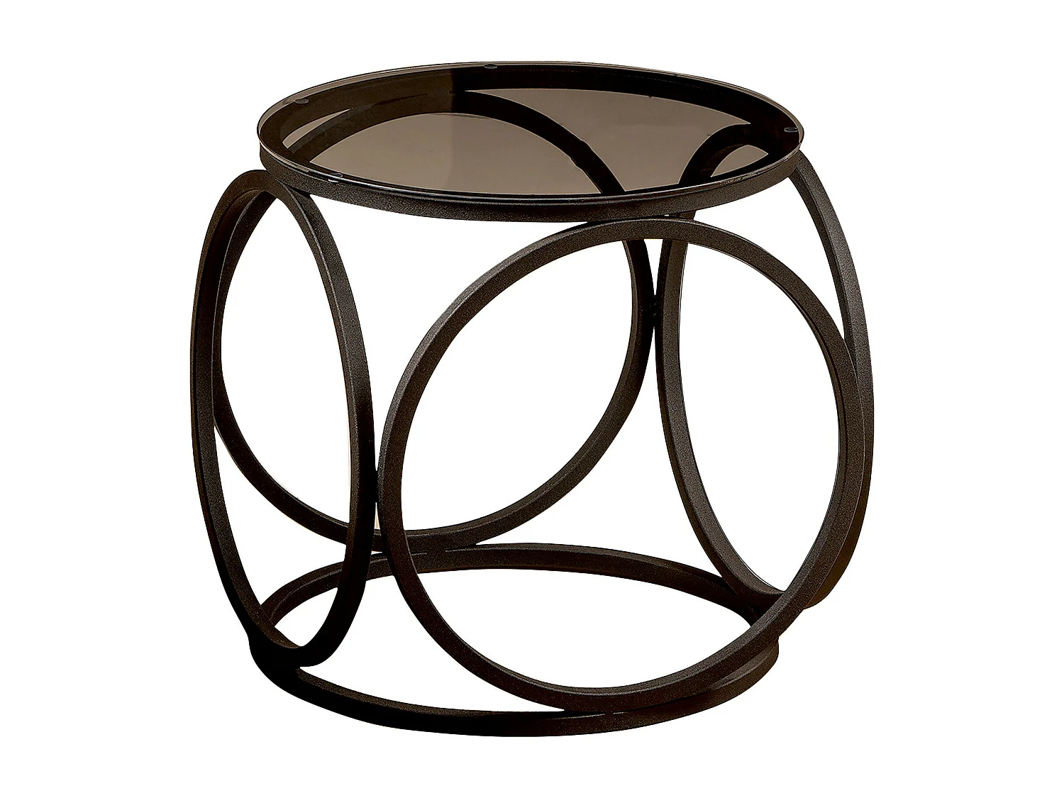 Table d'appoint décoratif avec verre et en métal (Noir)