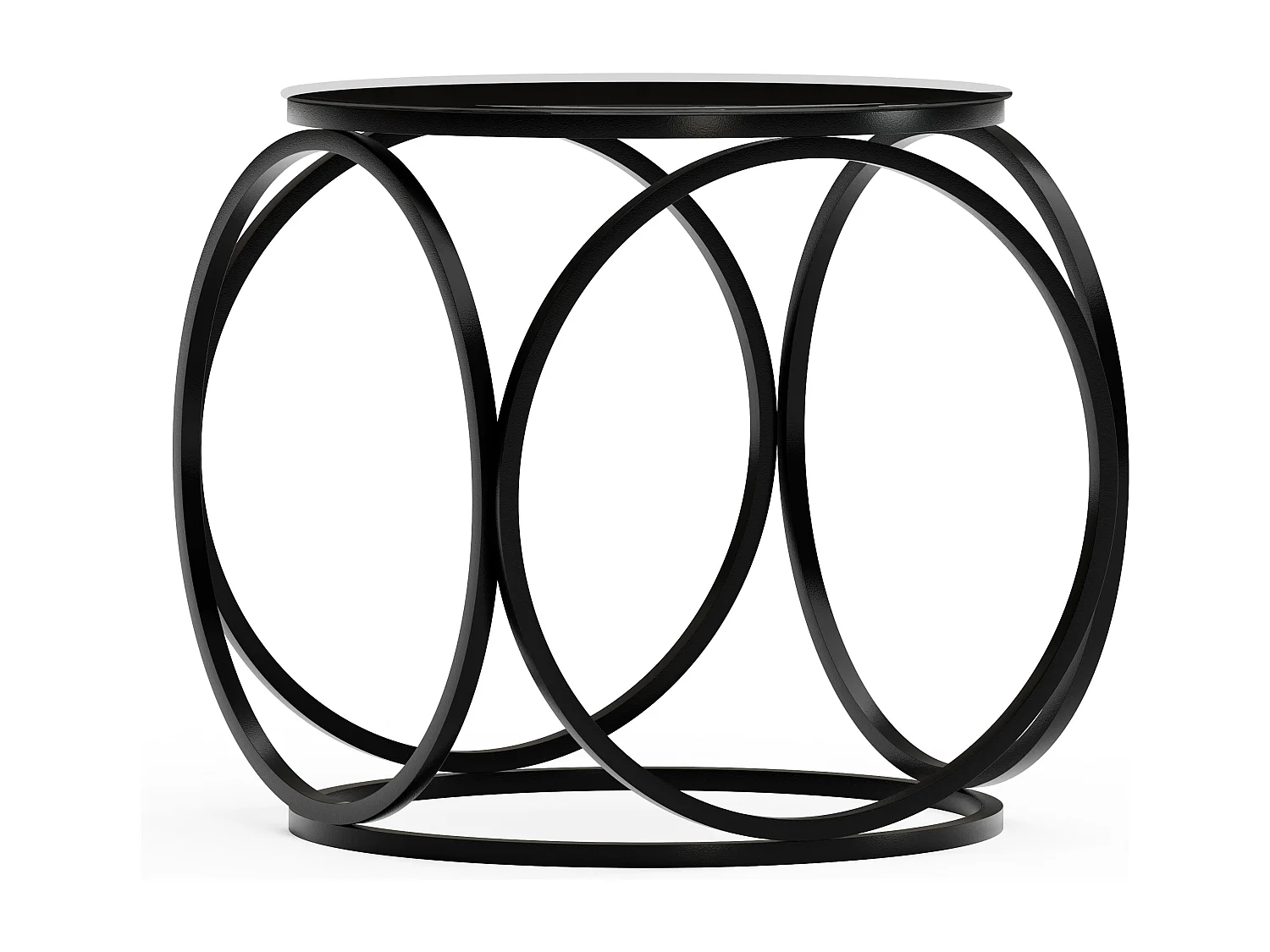 Table d'appoint décoratif avec verre et en métal (Noir)