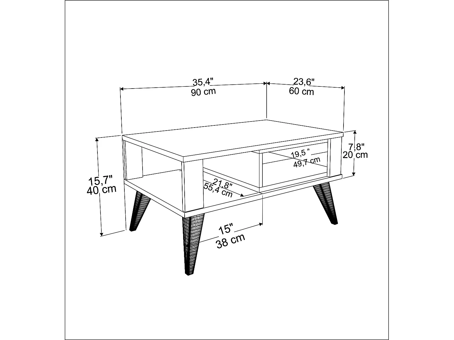 Decorotika Ionis Coffee Table - W 90 cm x H 40 cm x D 60 cm