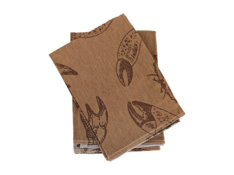 Lot de 2 torchons de cuisine 50x70 cm coton ATLANTIC motif crabe beige
