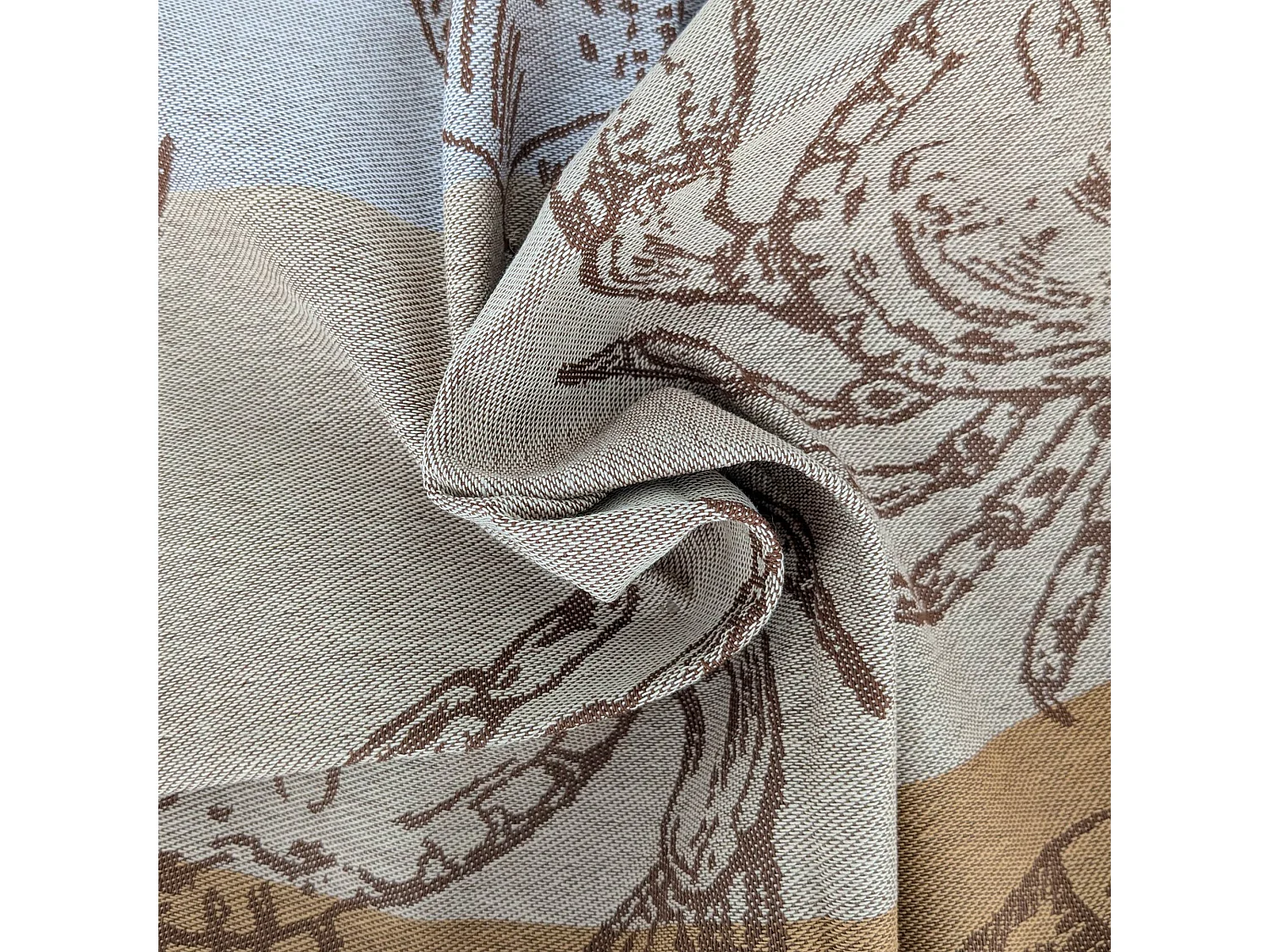 Lot de 2 torchons de cuisine 50x70 cm coton ATLANTIC motif crabe beige