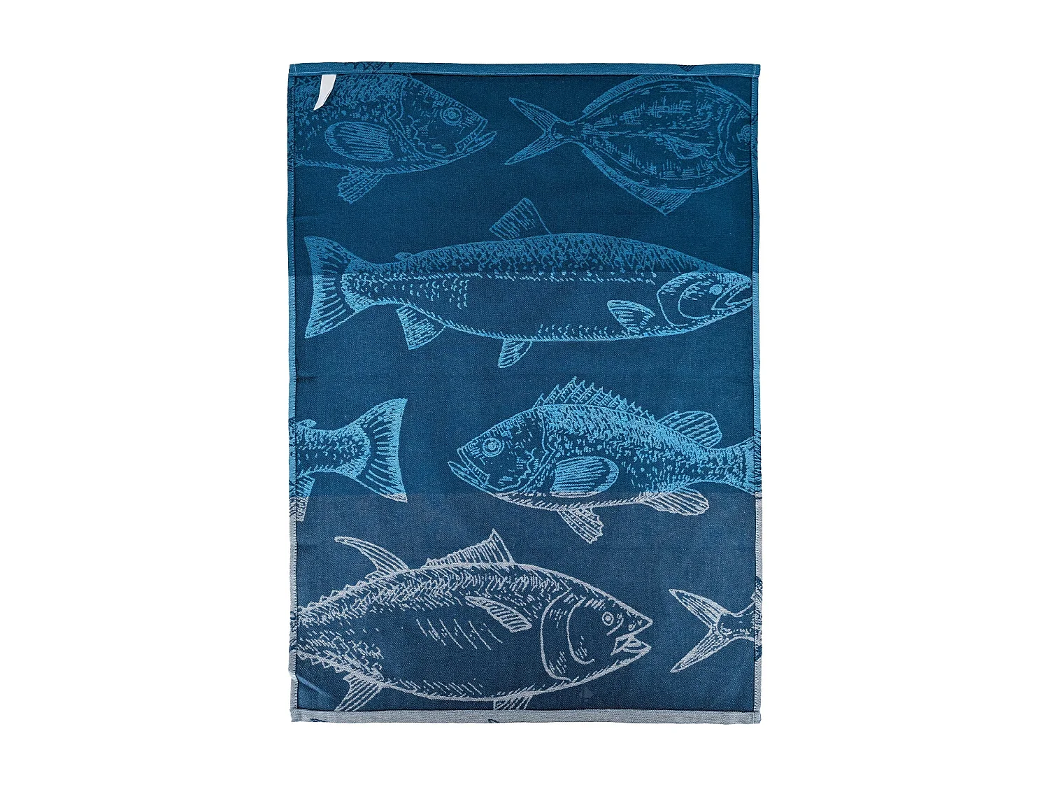 Lot de 2 torchons de cuisine 50x70 cm coton ATLANTIC motif poisson bleu
