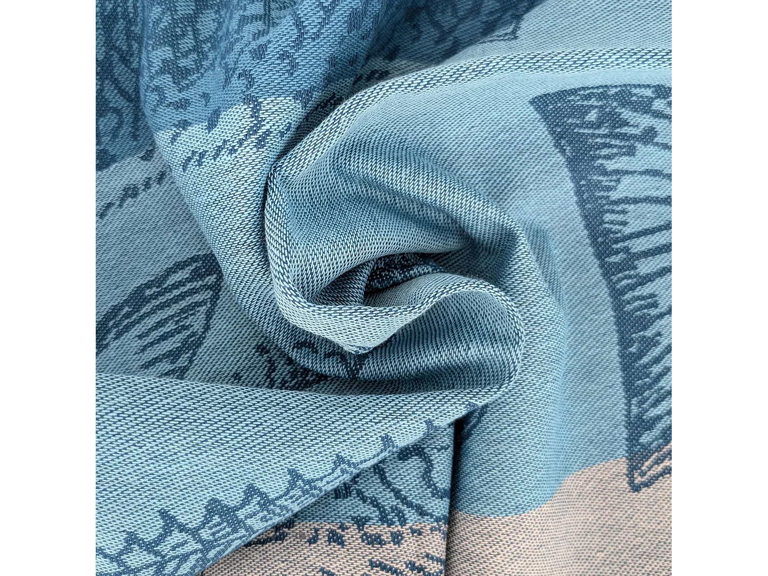 Lot de 2 torchons de cuisine 50x70 cm coton ATLANTIC motif poisson bleu