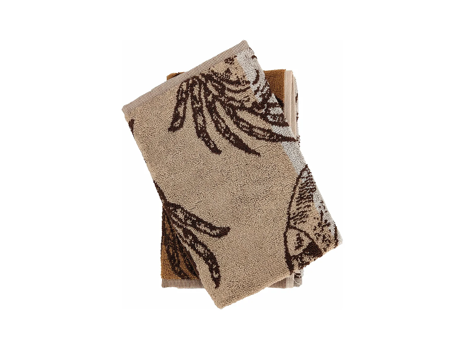 Lot de 2 torchons de cuisine 50x50 cm coton ATLANTIC motif aquatique crabe beige
