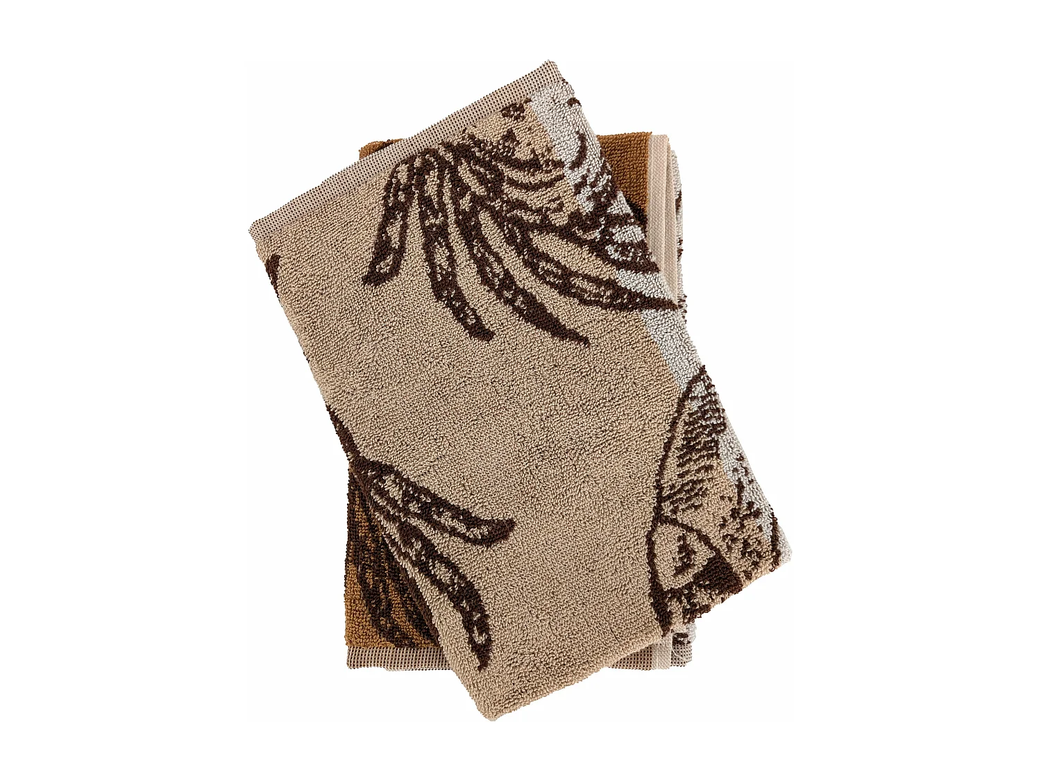 Lot de 2 torchons de cuisine 50x50 cm coton ATLANTIC motif aquatique crabe beige