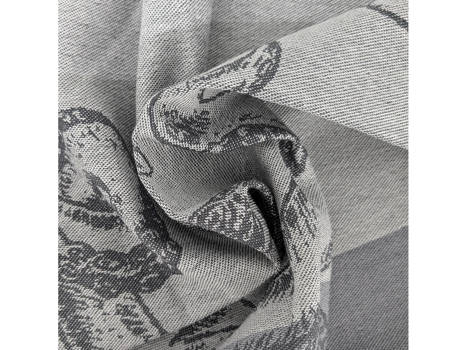 Lot de 2 torchons de cuisine 50x70 cm coton ATLANTIC motif pieuvre gris