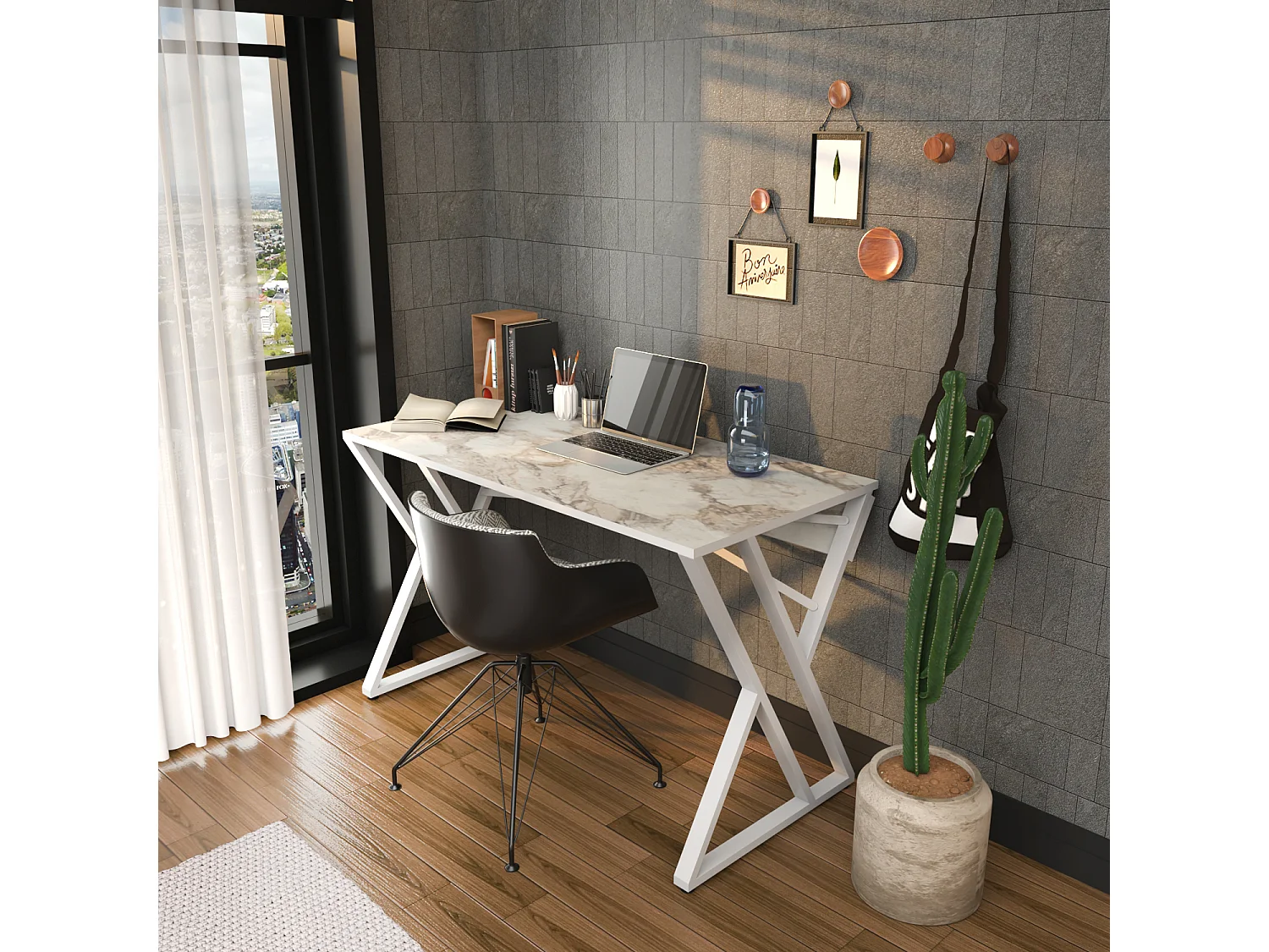 Decorotika Gyza Study and Writing Desk Metal Legs - W 120 cm x H 75 cm x D 60 cm