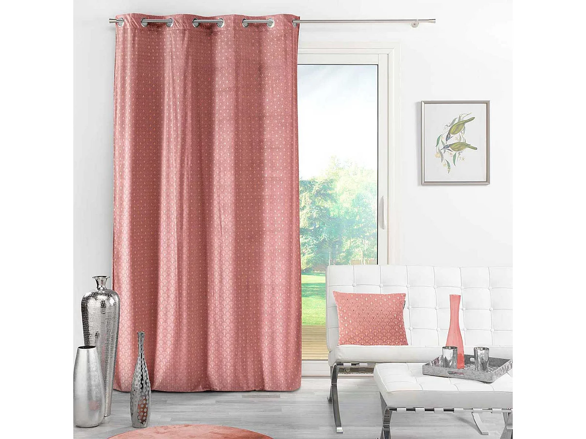 Rideau à Œillets Imprimé "Bellagold" 140x240cm Rose
