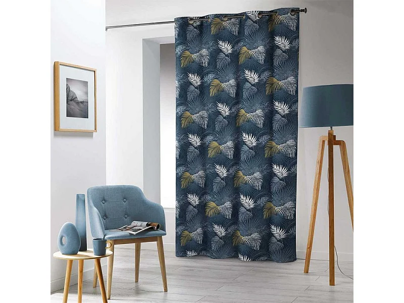 Rideau à Œillets Imprimé "Valeria" 140x240cm Bleu