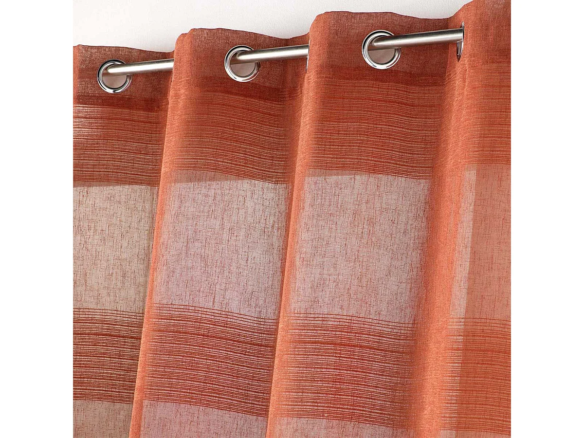 Visillo a rayas con efecto lino tejido en hilos de chenilla