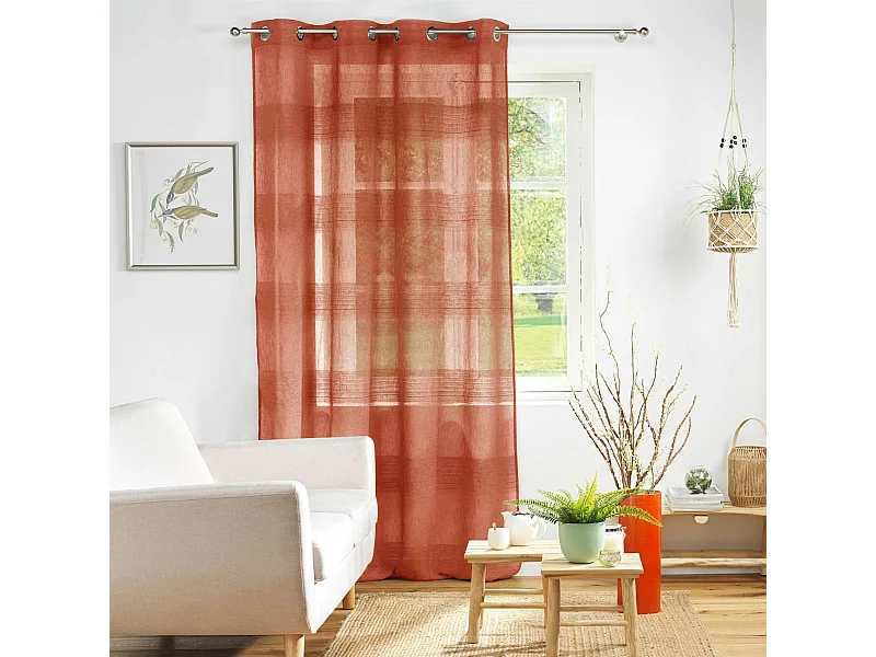 Rideau Voilage à Œillets "Terraza" 140x240cm Terracotta