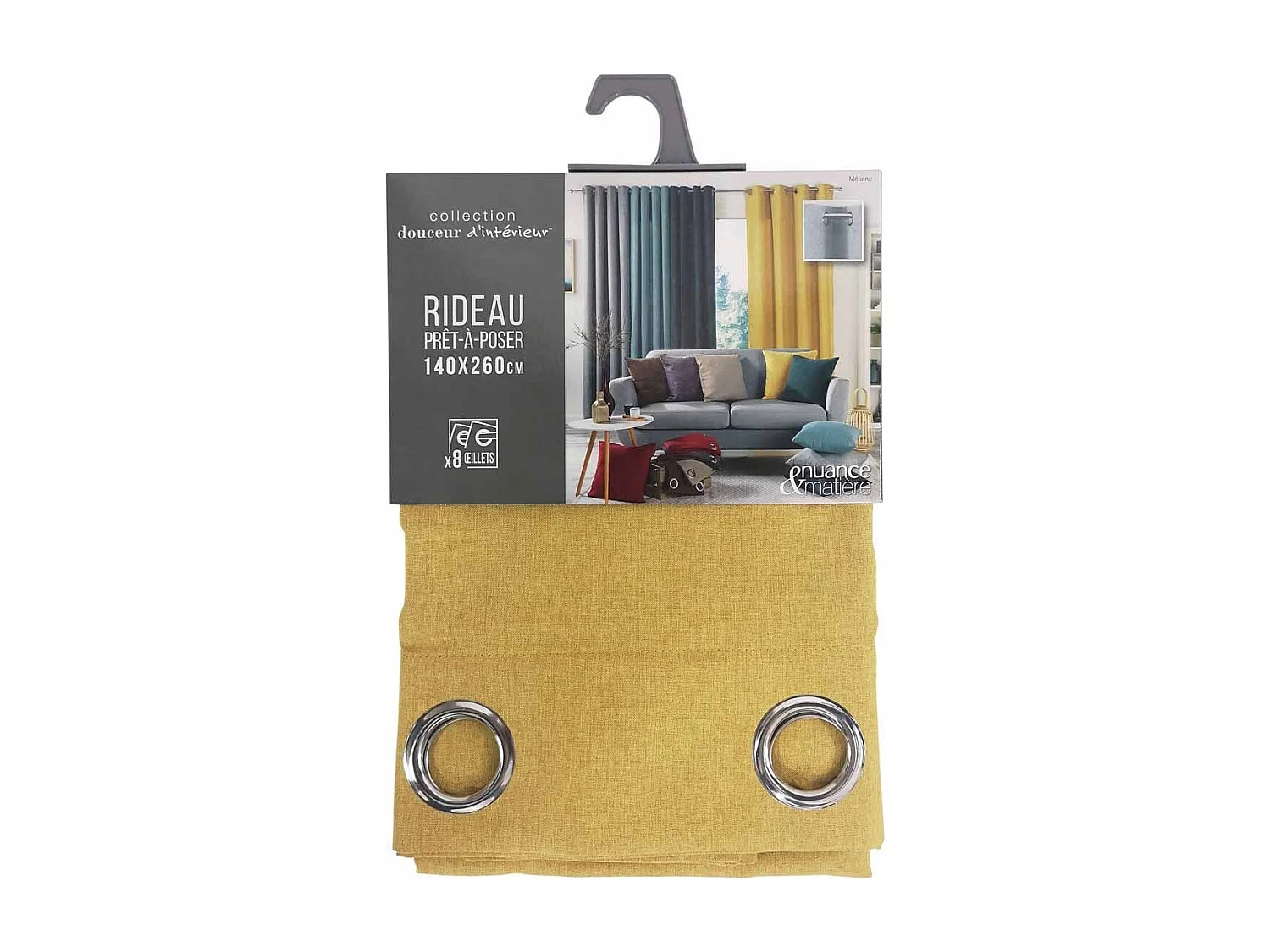Rideau à Œillets "Meliane" 140x280cm Jaune
