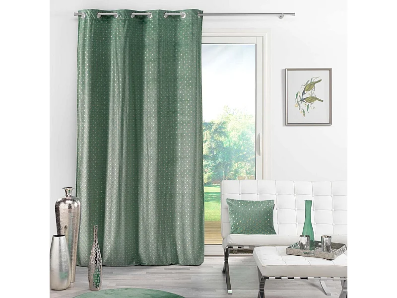 Blickdichter Samtvorhang mit goldener Bedruckung 140 x 240 cm