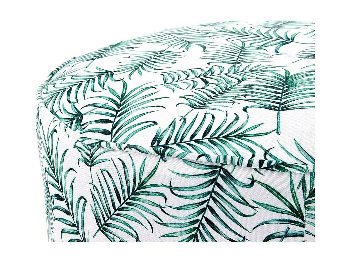 Lot de 2 Poufs Imprimé "Indira" 58cm Blanc & Vert