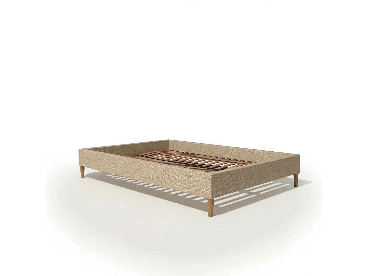 Sommier à lattes et tissu chiné beige 80x200 cm